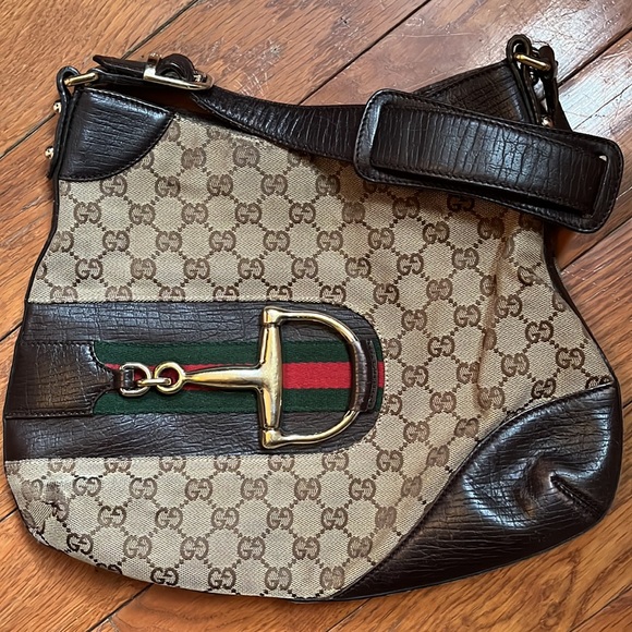 Gucci Horsebit Web Hasler brown shoulder bag - Picture 1 of 17